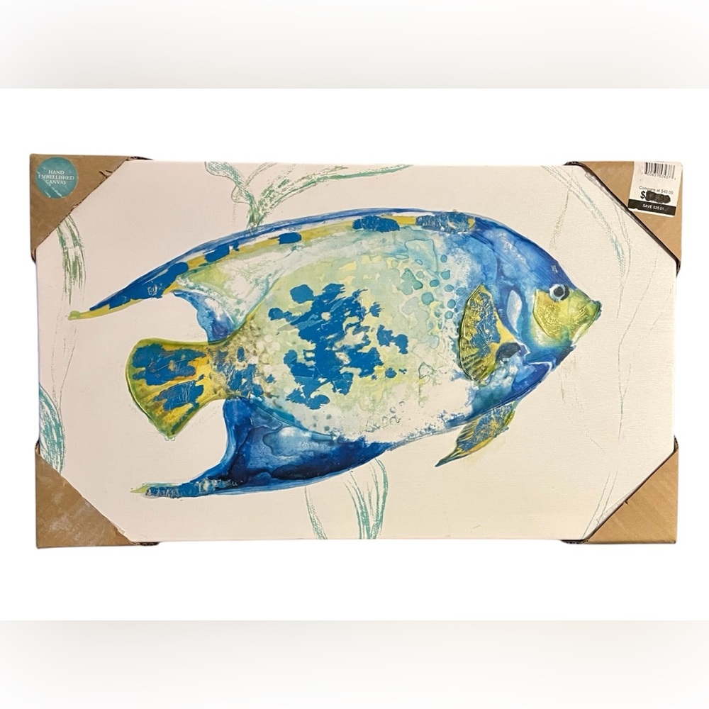 Vibrant Blue and Green Fish Art New With Tags